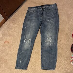 Judy Blue Ripped Cropped Jeans in Gray